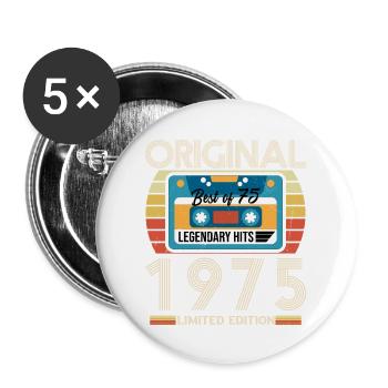 Cadeau D’anniversaire Vintage 1975 Édition Limitée - Lot de 5 grands badges (56 mm) - blanc - Devant
