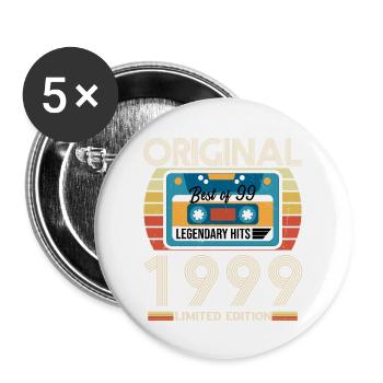 Cadeau D'anniversaire Vintage 1999 Original - Lot de 5 grands badges (56 mm) - blanc - Devant
