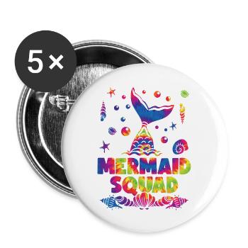 Mermaid Squad Seashell Bunte Krawatte Färben - Buttons groß 56 mm (5er Pack) - Weiß - Vorne