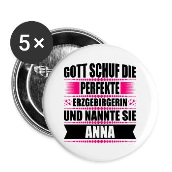 Erzgebirge Frau Namen Sachsen Anna - Buttons groß 56 mm (5er Pack) - Weiß - Vorne