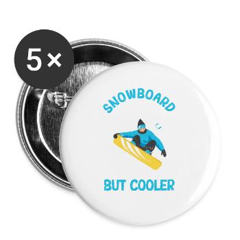 Lustige Snowboarding Daddy Snowboarder Väter Snow - Buttons groß 56 mm (5er Pack) - Weiß - Vorne