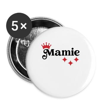Mamie / Mamy / Grand Mere / Grand-Mère / Bébé - Lot de 5 grands badges (56 mm) - blanc - Devant