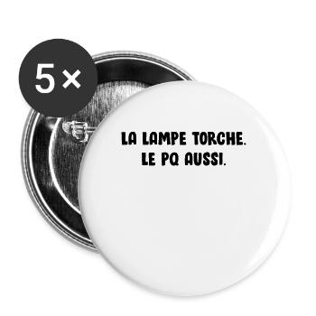 Humour - Drôle - Blague - Rire - Fun - Cool - Lot de 5 grands badges (56 mm) - blanc - Devant