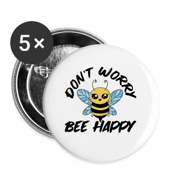 Ne vous inquiétez pas Bee Happy 28 - Lot de 5 grands badges (56 mm) - blanc - Devant