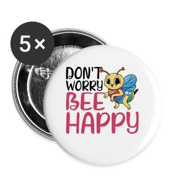 Don't Worry Bee Happy 29 - Buttons large 2.2''/56 mm (5-pack) - white - Front