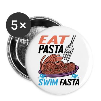 Eat Pasta Swim Fasta 11 - Buttons groß 56 mm (5er Pack) - Weiß - Vorne