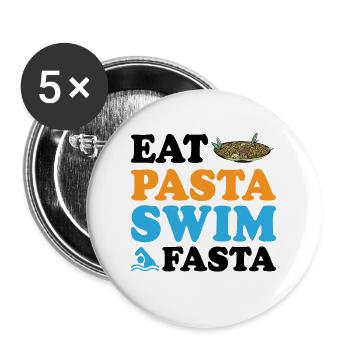 Eat Pasta Swim Fasta 9 - Buttons groß 56 mm (5er Pack) - Weiß - Vorne