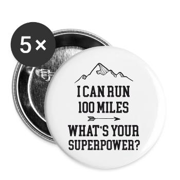 Ultra Running 100 Miles - Buttons large 2.2''/56 mm (5-pack) - white - Front