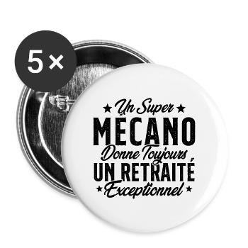 Mécano Papa Cadeau Drôle Fête Des Pères Garagiste - Lot de 5 grands badges (56 mm) - blanc - Devant
