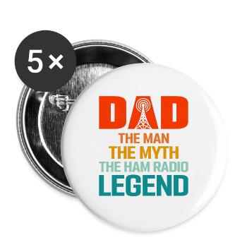 Papa L’homme Le mythe L’opérateur de légende de la radio amateur - Lot de 5 grands badges (56 mm) - blanc - Devant