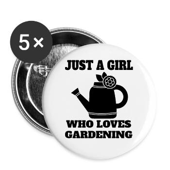 Gardener Girl Orchard Garden Hobby Gardener - Buttons large 2.2''/56 mm (5-pack) - white - Front