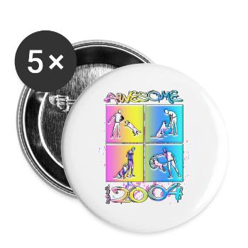 Awesome since 2004. Agility, Hundetraining - Buttons large 2.2''/56 mm (5-pack) - white - Front