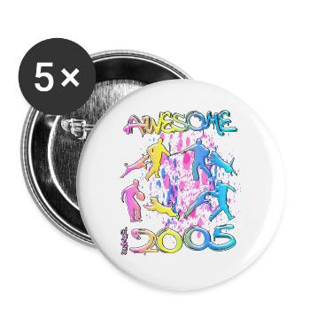 Awesome since 2005. Agility, Hundetraining - Buttons large 2.2''/56 mm (5-pack) - white - Front