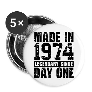 Made in 1974, Legendary Since Day One - Buttons large 2.2''/56 mm (5-pack) - white - Front