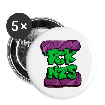 FCKNZS purplegreen - Buttons groß 56 mm (5er Pack) - Weiß - Vorne