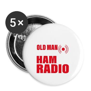 Ne sous-estimez jamais un vieil homme avec une radio amateur - Lot de 5 grands badges (56 mm) - blanc - Devant