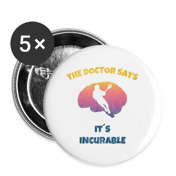 Lacrosse American Sport - Passion Brain - Lot de 5 grands badges (56 mm) - blanc - Devant