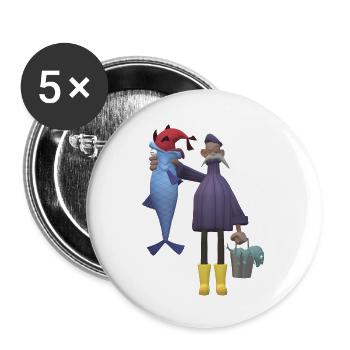 Pêche Pêcheur Pêcheur Poisson Drôle - Lot de 5 grands badges (56 mm) - blanc - Devant