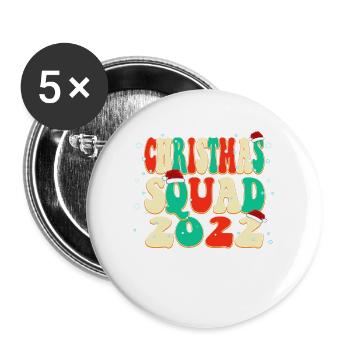2022 Christmas Squad Family Xmas Pyjamas - Buttons groß 56 mm (5er Pack) - Weiß - Vorne