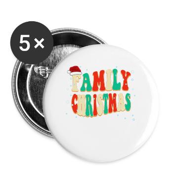 Noël en famille Vintage Snow Classic Noël - Lot de 5 grands badges (56 mm) - blanc - Devant