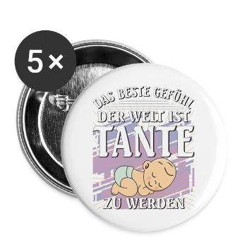 DAS BESTE GEFÜHL DER WELT IST TANTE ZU WERDEN - Buttons groß 56 mm (5er Pack) - Weiß - Vorne