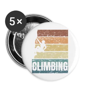 Rock Climbing Boulder Crunge Extrem Klettern - Buttons groß 56 mm (5er Pack) - Weiß - Vorne