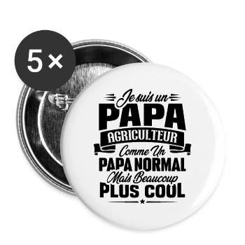 Un papa agriculteur c'est comme un papa normal - Lot de 5 grands badges (56 mm) - blanc - Devant