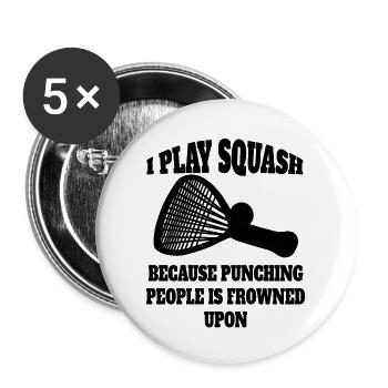 Squash Racquetball Joueur de racquetball Jeu de squash - Lot de 5 grands badges (56 mm) - blanc - Devant