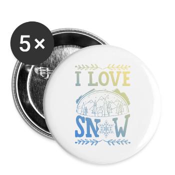 I Love Snow - Buttons groß 56 mm (5er Pack) - Weiß - Vorne
