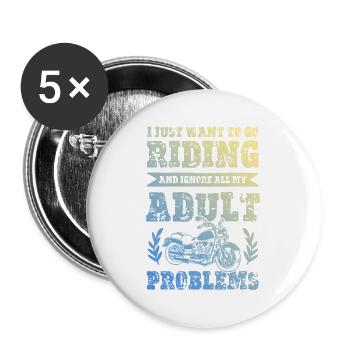 Ride Motorrad - Buttons groß 56 mm (5er Pack) - Weiß - Vorne
