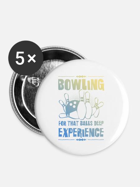 Bowling Experiment - Buttons groß 56 mm (5er Pack) - Weiß