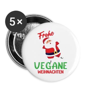 Frohe vegane Weihnachten - Buttons groß 56 mm (5er Pack) - Weiß - Vorne