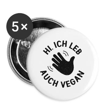 Hi, I also live vegan - Buttons large 2.2''/56 mm (5-pack) - white - Front