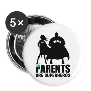 My Parents Are Superheros - Buttons groß 56 mm (5er Pack) - Weiß - Vorne