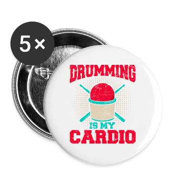 Drumming Is My Cardio Cardio Drumming Fitness Clas - Buttons groß 56 mm (5er Pack) - Weiß - Vorne