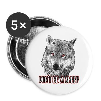 Sei kein Schaf - Buttons groß 56 mm (5er Pack) - Weiß - Vorne