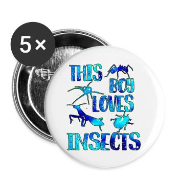 Ce garçon aime les insectes - Lot de 5 grands badges (56 mm) - blanc - Devant