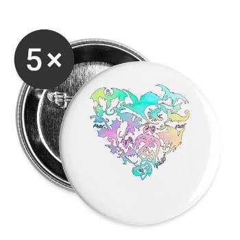 Dragon heart - Buttons large 2.2''/56 mm (5-pack) - white - Front