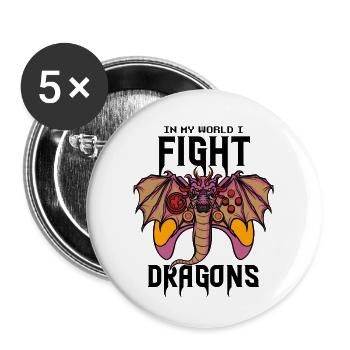 In my world I fight - Buttons large 2.2''/56 mm (5-pack) - white - Front
