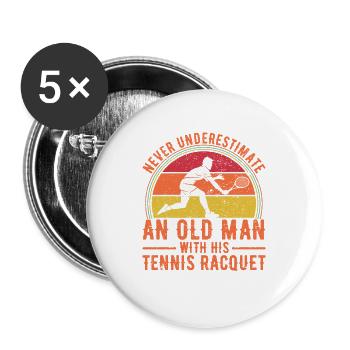 Never underestimate an old man with his - Buttons large 2.2''/56 mm (5-pack) - white - Front