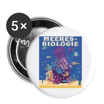 MEERES-BIOLOGIE - Buttons groß 56 mm (5er Pack) - Weiß - Vorne