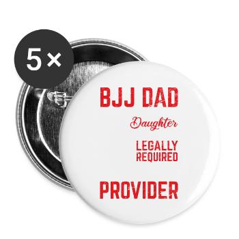 BJJ Dad Protecteur Jiu Jitsu Brésilien Drôle Père - Lot de 5 grands badges (56 mm) - blanc - Devant