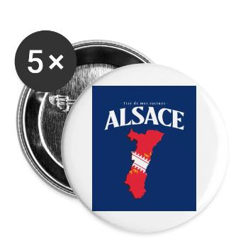 Fier de mes Racines Alsace Bleu - Lot de 5 grands badges (56 mm) - blanc - Devant