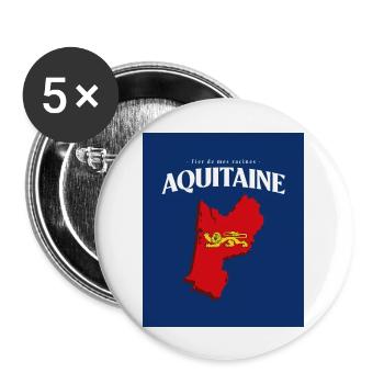 Fier de mes Racines Aquitaine Bleu - Lot de 5 grands badges (56 mm) - blanc - Devant