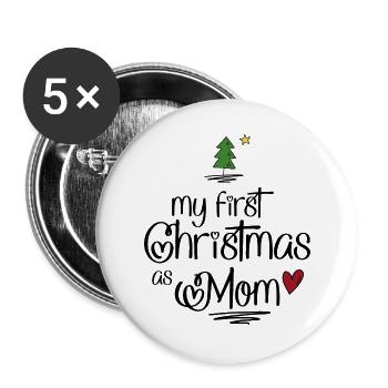 My first Christmas as Mom - Buttons large 2.2''/56 mm (5-pack) - white - Front