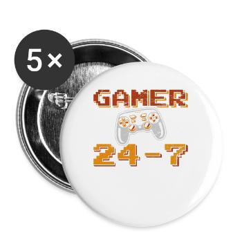 Gamer Funny Video Game Player 24-7 Gaming Kids Tea - Buttons large 2.2''/56 mm (5-pack) - white - Front