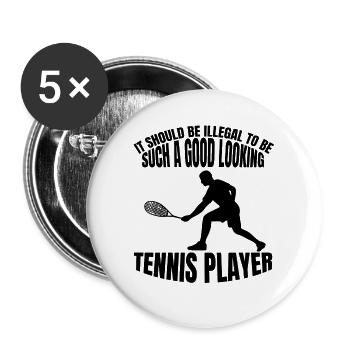 Tennisverein Tennis Tennisspieler Tennisschläger - Buttons groß 56 mm (5er Pack) - Weiß - Vorne