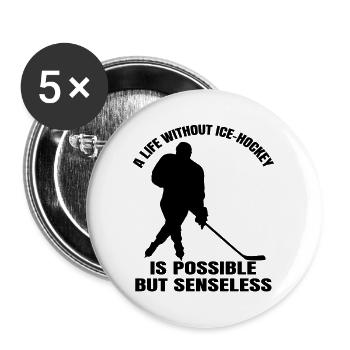 Eishockeyteam Eishockey Wintersport Geschenk - Buttons groß 56 mm (5er Pack) - Weiß - Vorne