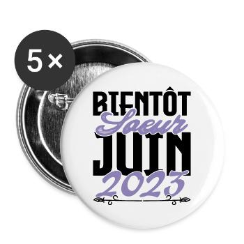 Annonce grossesse. bientôt Sœur Juin 2023.soeur - Lot de 5 grands badges (56 mm) - blanc - Devant