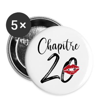 Chapitre 20 Ans Anniversaire Humour Cadeau - Lot de 5 grands badges (56 mm) - blanc - Devant